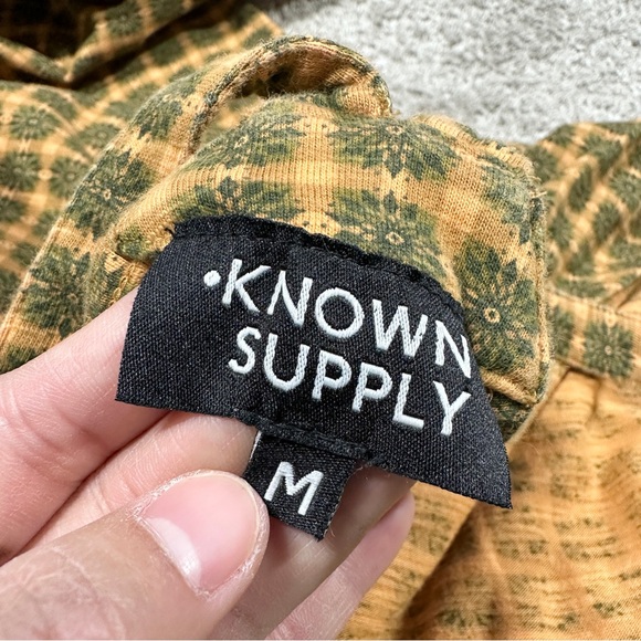 Known Supply Women’s Organic Cotton Cadence Overall Retro in Apricot Plaid M - Picture 10 of 14